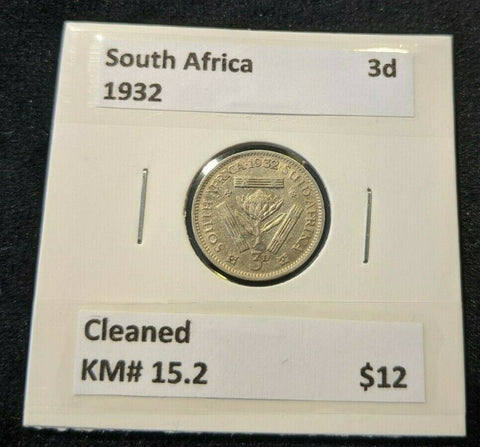 South Africa 1932 3d Threepence KM# 15.2 Cleaned #013  #11B