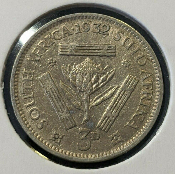 South Africa 1932 3d Threepence KM# 15.2 Cleaned #013  #11B