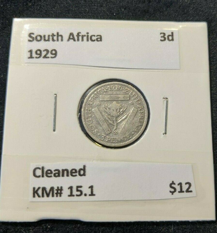 South Africa 1929 3d Threepence KM# 15.1 Cleaned #009  #11B