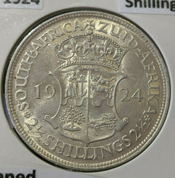 South Africa 1924 2-1/2 Shillings KM# 19.1 Cleaned