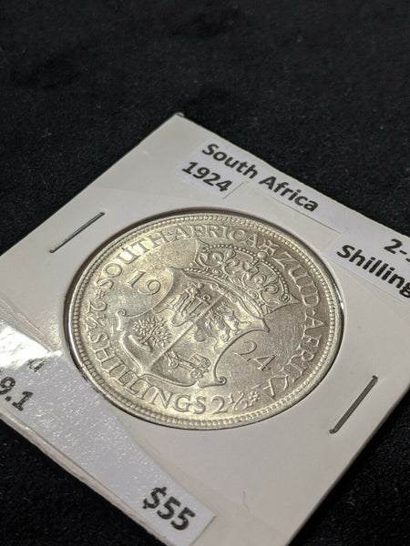 South Africa 1924 2-1/2 Shillings KM# 19.1 Cleaned