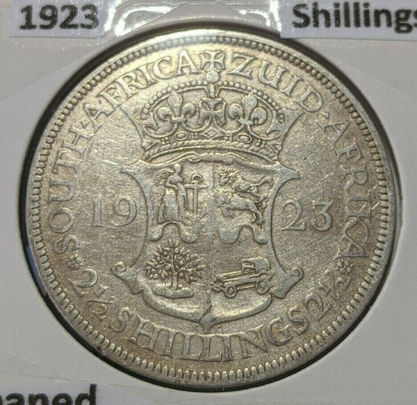 South Africa 1923 2-1/2 Shillings KM# 19.1 Cleaned