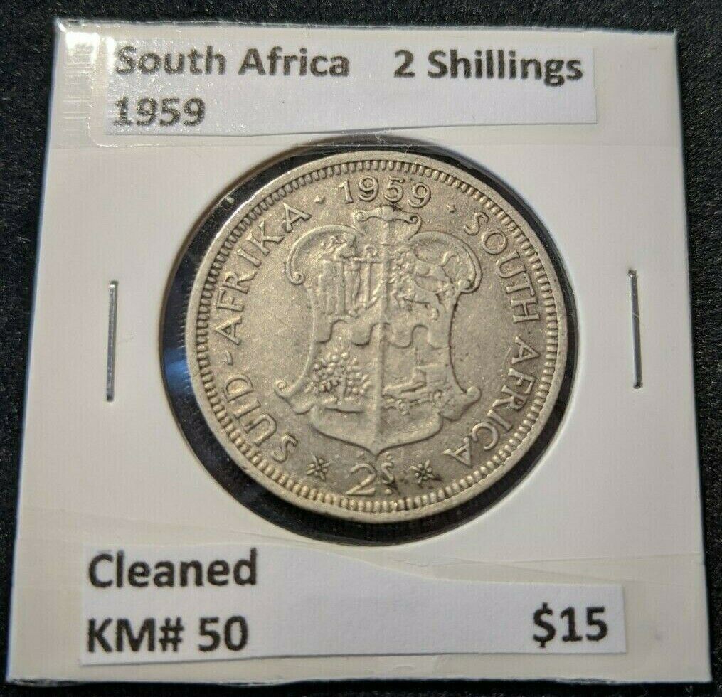 South Africa 1959 2 Shilling KM# 50 Cleaned