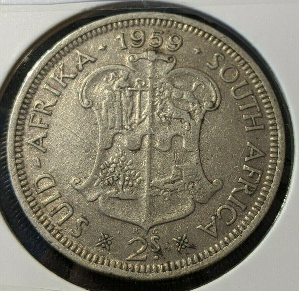 South Africa 1959 2 Shilling KM# 50 Cleaned