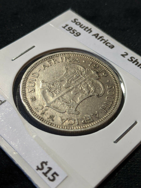 South Africa 1959 2 Shilling KM# 50 Cleaned