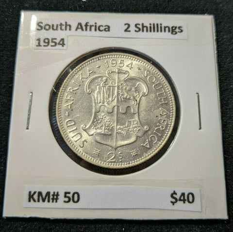 South Africa 1954 2 Shilling KM# 50