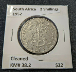 South Africa 1952 2 Shilling KM# 38.2 Cleaned