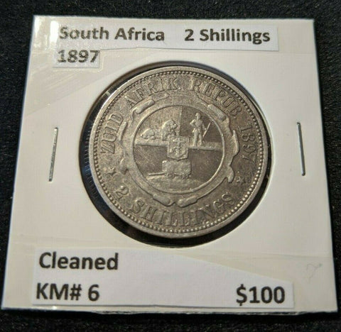 South Africa 1897 2 Shilling KM# 6 Cleaned
