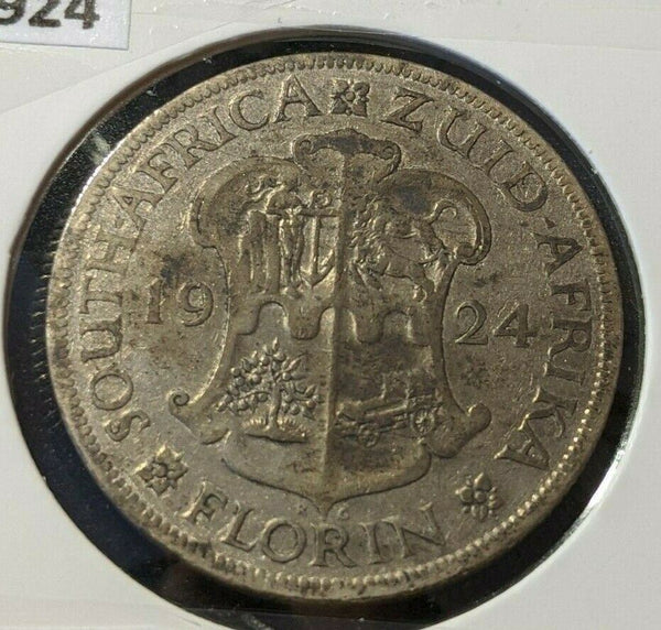 South Africa 1924 Florin 2/- KM# 18 Cleaned