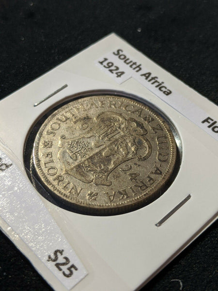 South Africa 1924 Florin 2/- KM# 18 Cleaned