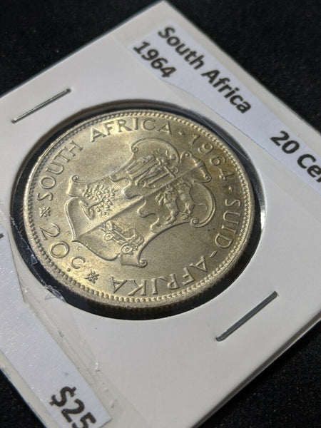 South Africa 1964 20 Cents KM# 61 Cleaned    004