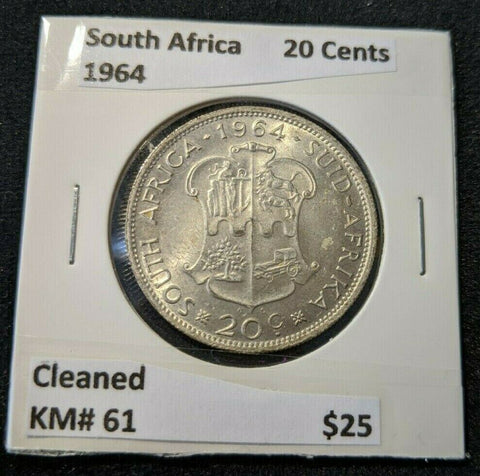 South Africa 1964 20 Cents KM# 61 Cleaned  026