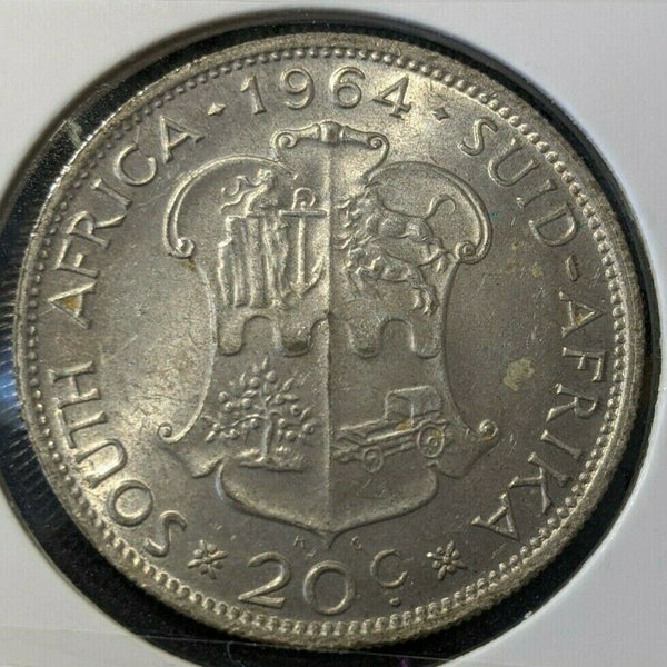 South Africa 1964 20 Cents KM# 61 Cleaned  026