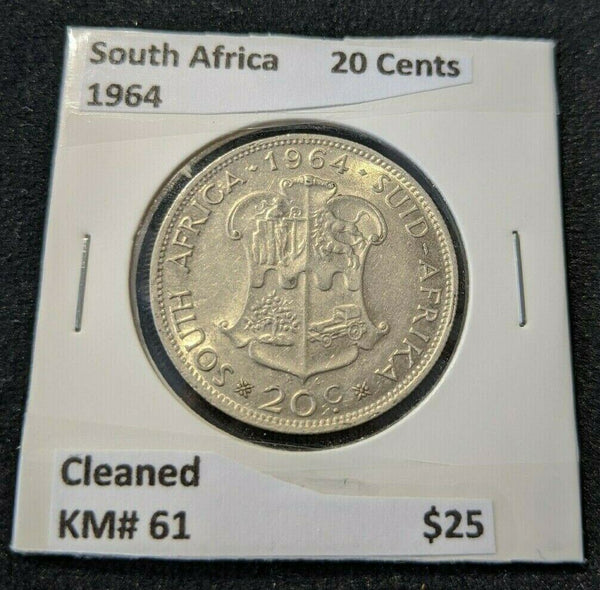 South Africa 1964 20 Cents KM# 61 Cleaned   010