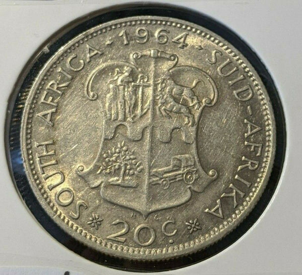 South Africa 1964 20 Cents KM# 61 Cleaned    016