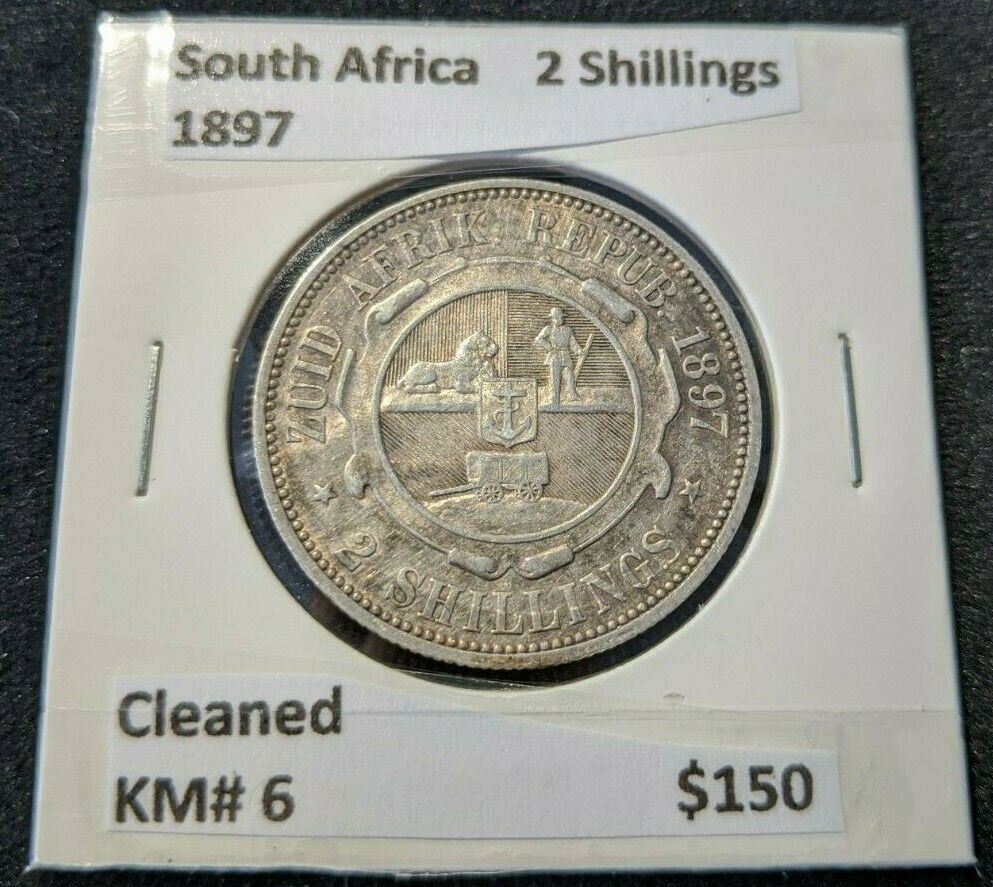 South Africa 1897 2 Shillings 2/- KM# 6 Cleaned