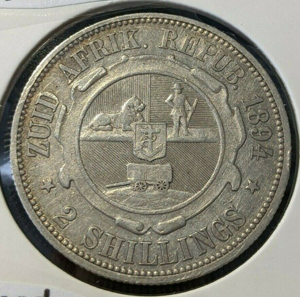 South Africa 1894 2 Shillings 2/- KM# 6 Cleaned