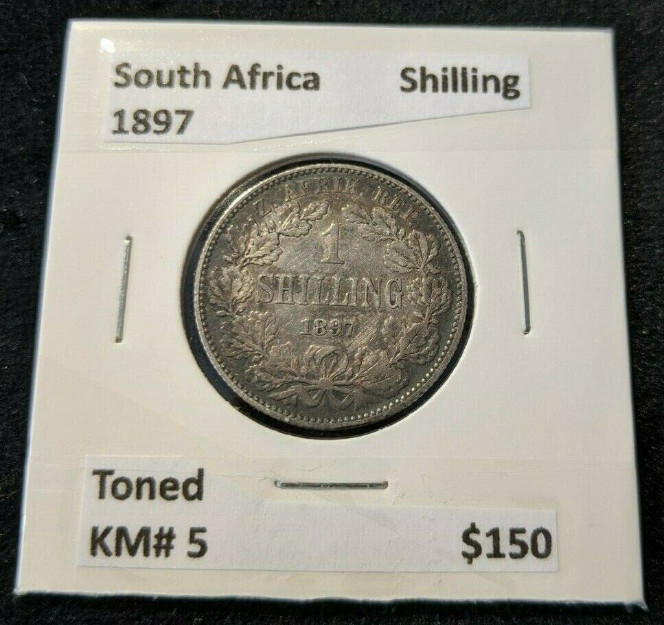 South Africa 1897 Shilling 1/- Toned KM#5