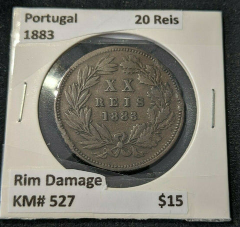 Portugal 1883 20 Reis KM# 527 Rim Damage