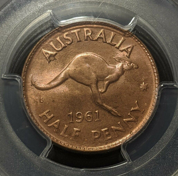 1961 (P) Australia Half Penny 1/2d PCGS MS65 RD Gem UNC #1408