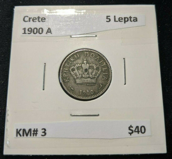 Crete 1900 A 5 Lepta KM# 3