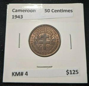 Cameroon 1943 50 Centimes KM# 4 #113