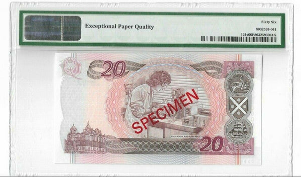 Bank of Scotland 2004 20 Pounds Note SPECIMEN P. 121s PMG 66 GEM UNC EPQ RARE
