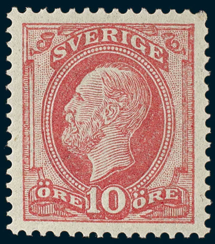 SWEDEN 1885 10 Ore Rose-Lake With Blue Posthorn on Back SG 28b MUH