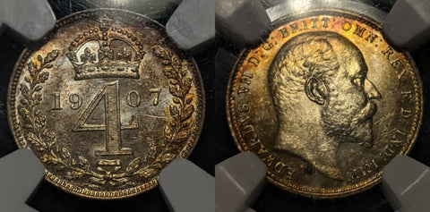 Great Britain 1907 4P 4d Fourpence Maundy NGC MS63 Choice Unc  #1462