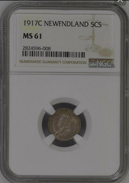 Newfoundland 1917 C Five Cent 5CS NGC MS61 UNC KM# 13 #1457