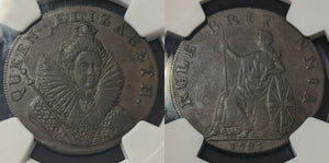 Great Britain 1795 Tk 1/2D Half Penny Elizabeth Sussex DH-17b NGC XF45 BN #1455