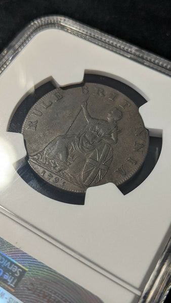 Great Britain 1795 Tk 1/2D Half Penny Elizabeth Sussex DH-17b NGC XF45 BN #1455