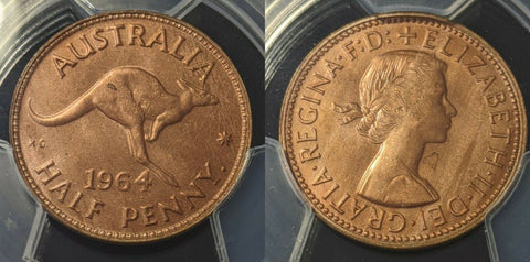 1964 (P) Austraila Half Penny 1/2d PCGS MS64 RD GEM UNC  #1454