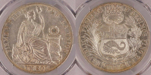 Peru 1888 - TF Sol TF/BF KM# 196.24 PCGS AU55 aUNC #1430