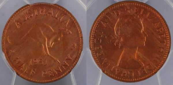 1961 (P) Half Penny 1/2d Australia PCGS MS66RB GEM UNC #1287