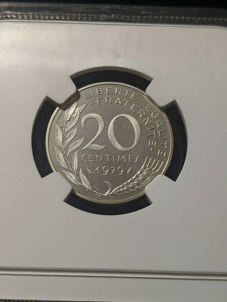 France 1979 20 Centimes KM# P632 Proof Silver Piedfort NGC PF66 UC - 600 Minted