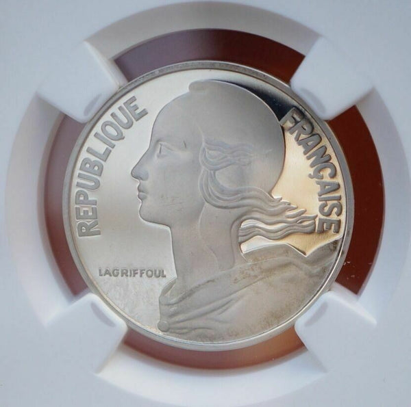 France 1979 20 Centimes KM# P632 Proof Silver Piedfort NGC PF66 UC - 600 Minted