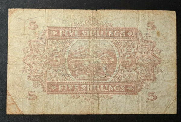 East Africa 5 Shillings 1953 QEII Note P. 33 Scarce VG