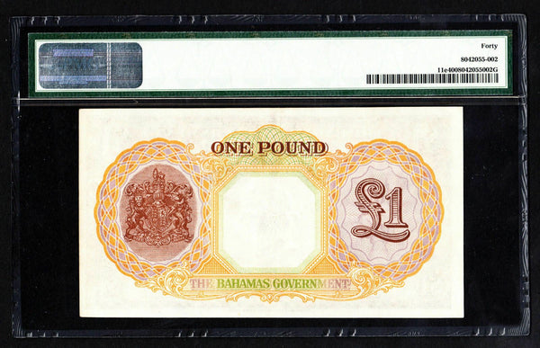 1947 Bahamas Pound ND PMG 40 P. 11e EF   Rare #1479