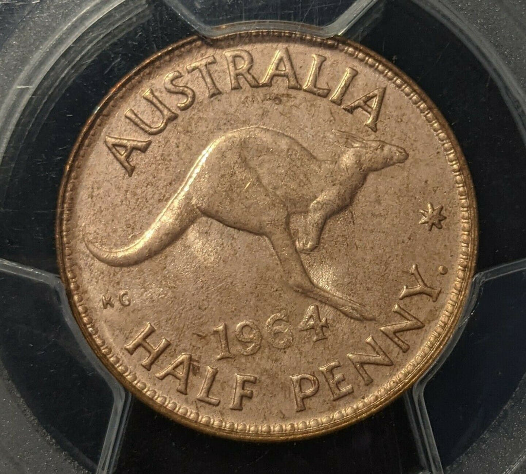 1964 Y. (p) Half Penny 1/2d Australia MS64RD PCGS GEM UNC #1496