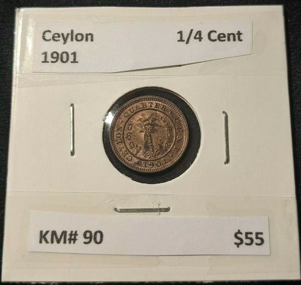 Ceylon 1901 1/4 Cent KM# 90  #240