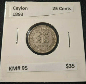 Ceylon 1893 25 Cents KM# 95 #156