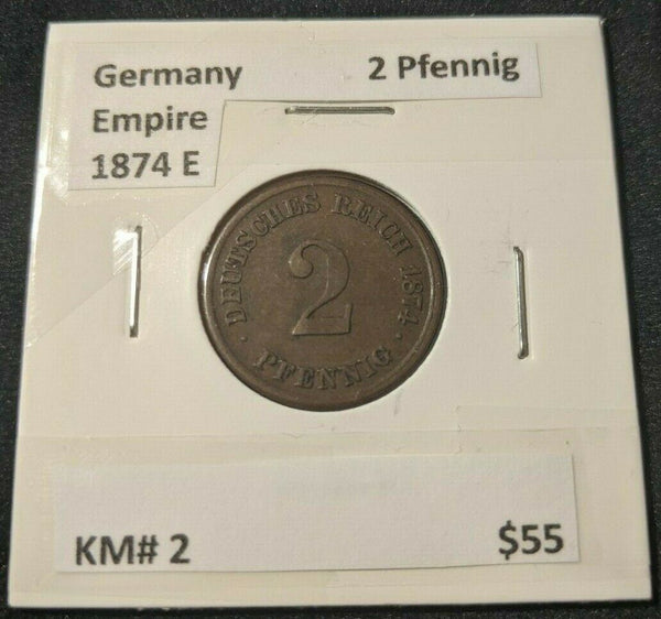 Germany Empire 1874 E 2 Pfennig KM# 2   #394  7B