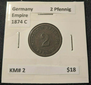 Germany Empire 1874 C 2 Pfennig KM# 2   #183  7B