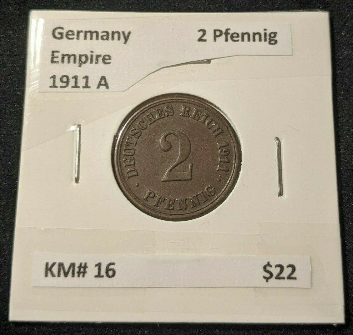 Germany Empire 1911 A 2 Pfennig KM# 16   #181  7B