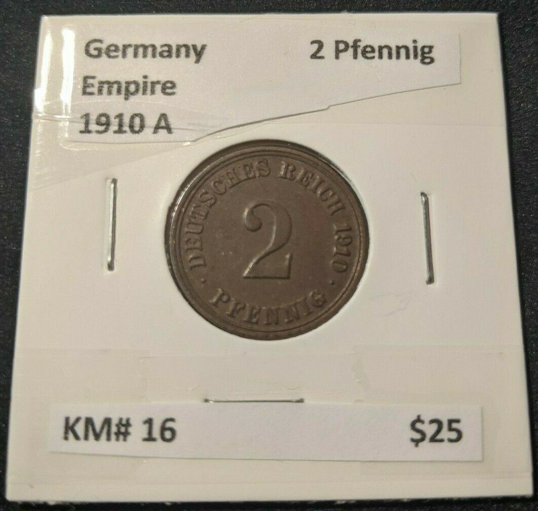 Germany Empire 1910 A 2 Pfennig KM# 16   #191  7B