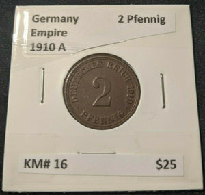 Germany Empire 1910 A 2 Pfennig KM# 16   #191  7B