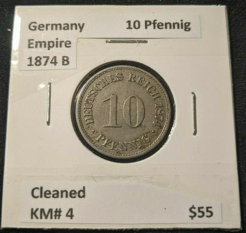 Germany Empire 1874 B 10 Pfennig KM# 4 Cleaned  #497  7B