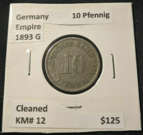 Germany Empire 1893 G 10 Pfennig KM# 12 Cleaned  #260   8C