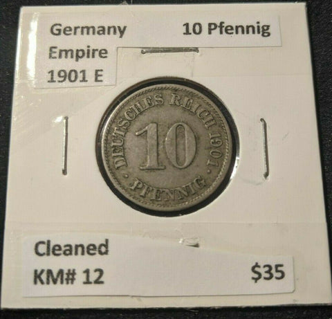 Germany Empire 1901 E 10 Pfennig KM# 12 Cleaned  #344   8C
